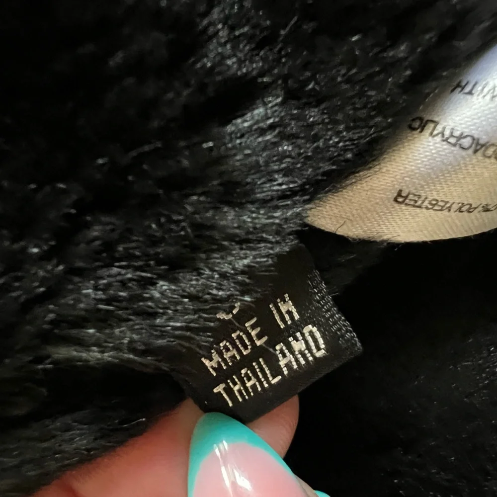 Gallery Faux Fur Black Women Jacket Size Small Removable Collar